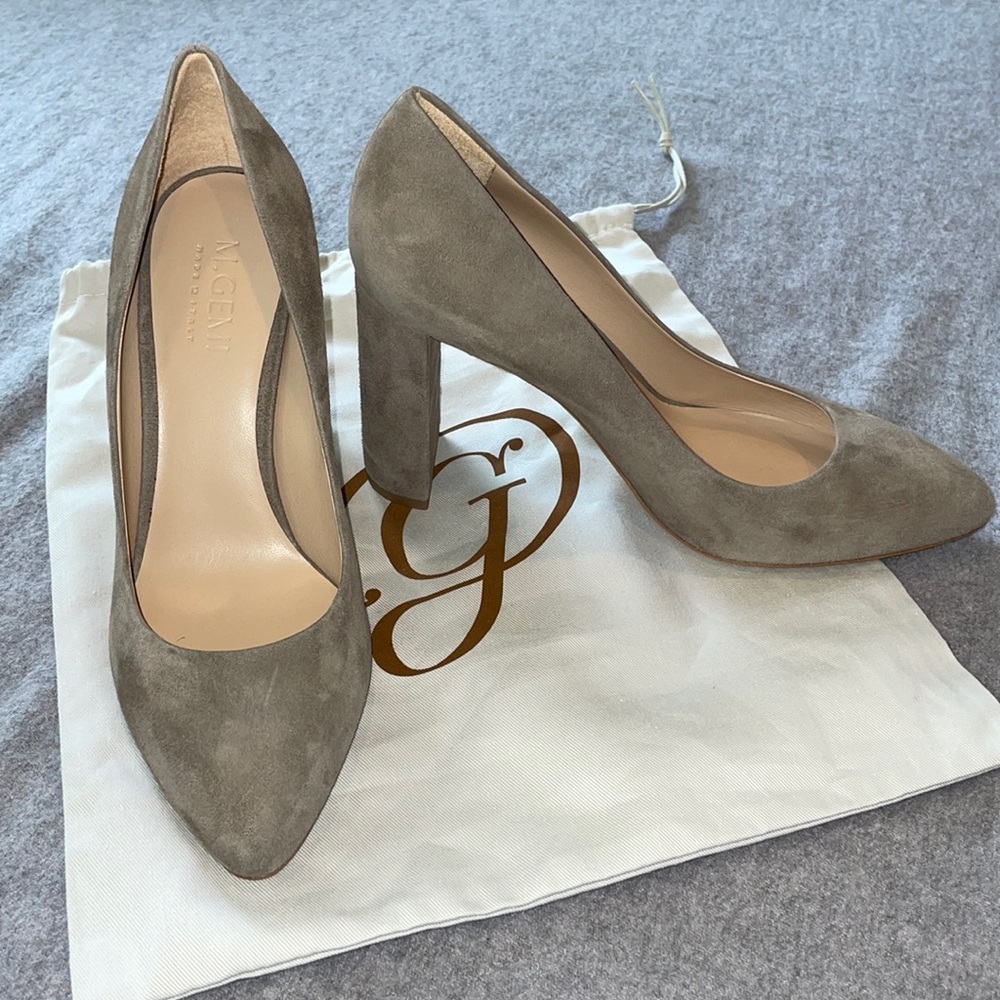 New! M. Gemi Lustro Taupe/Nude Suede Heels Size 38